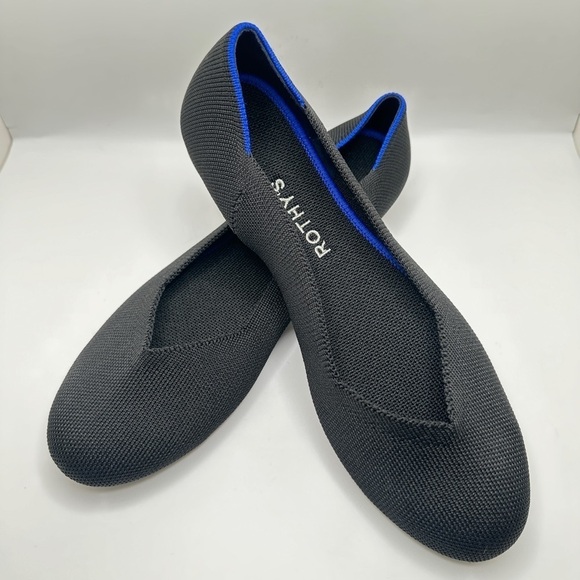 NEW Rothy’s The Flat Round Toe Knit Ballet Flat in Black Solid Women’s Sz 8 - Picture 3 of 10